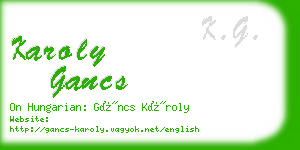 karoly gancs business card